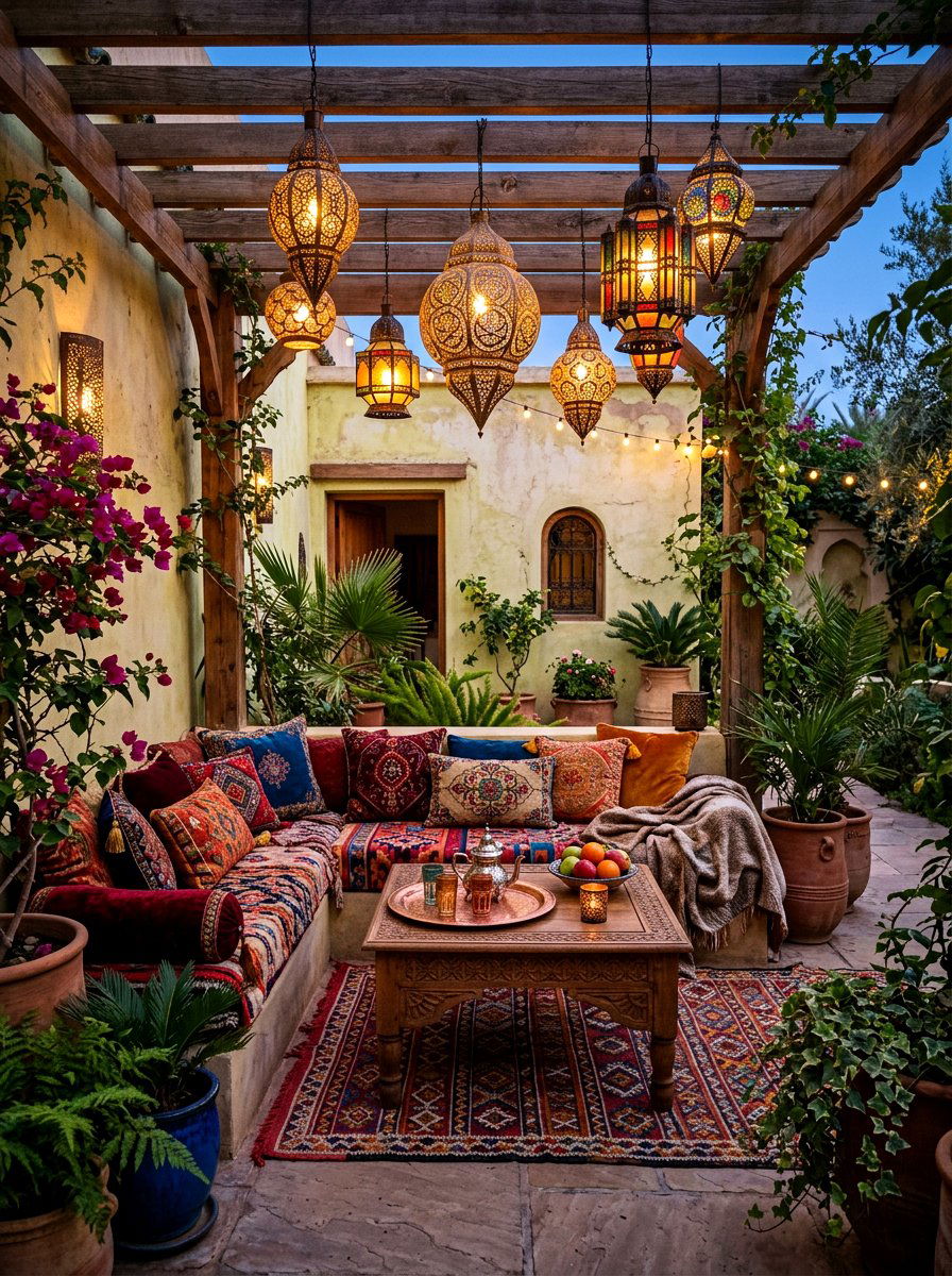 Moroccan Lanterns Patio - 25 Spring Outdoor Lighting Ideas