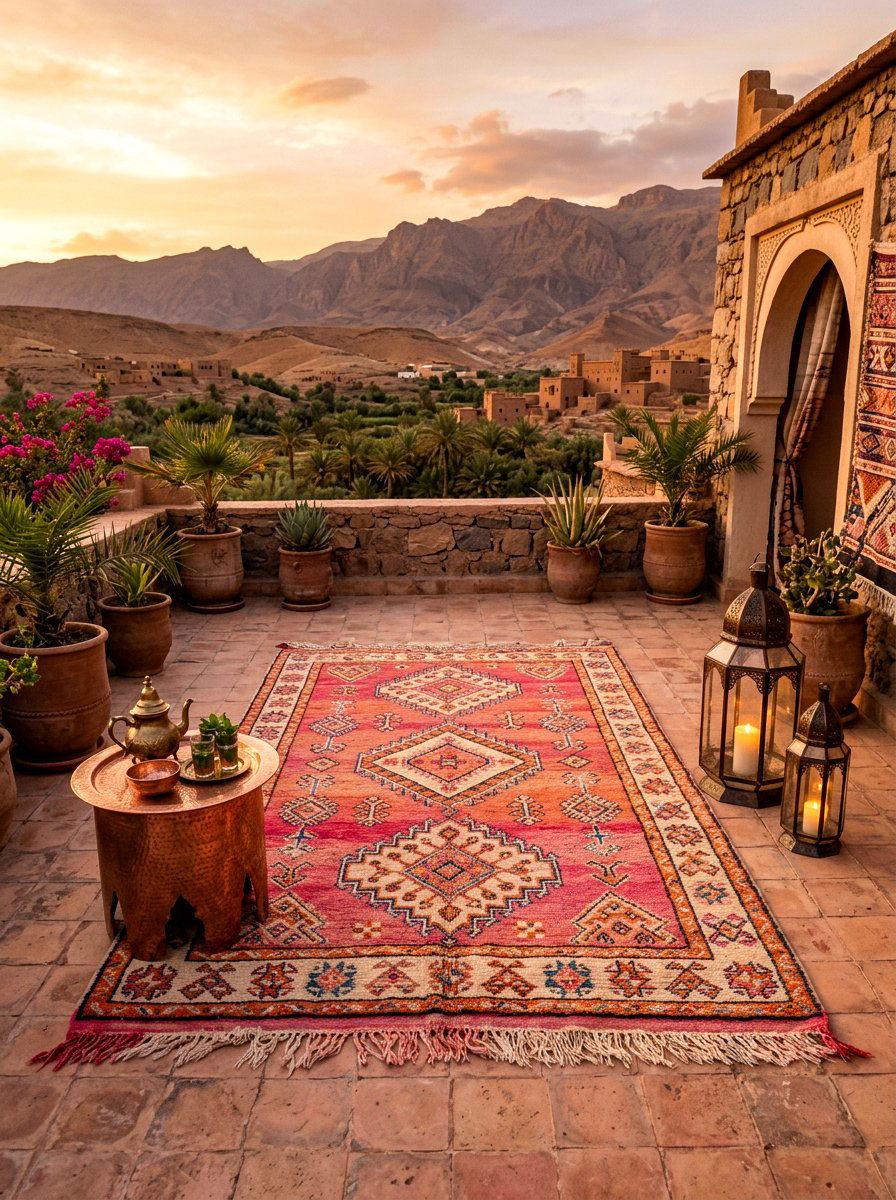 Moroccan outdoor rug - 25 Spring Balcony Floor Decor Ideas