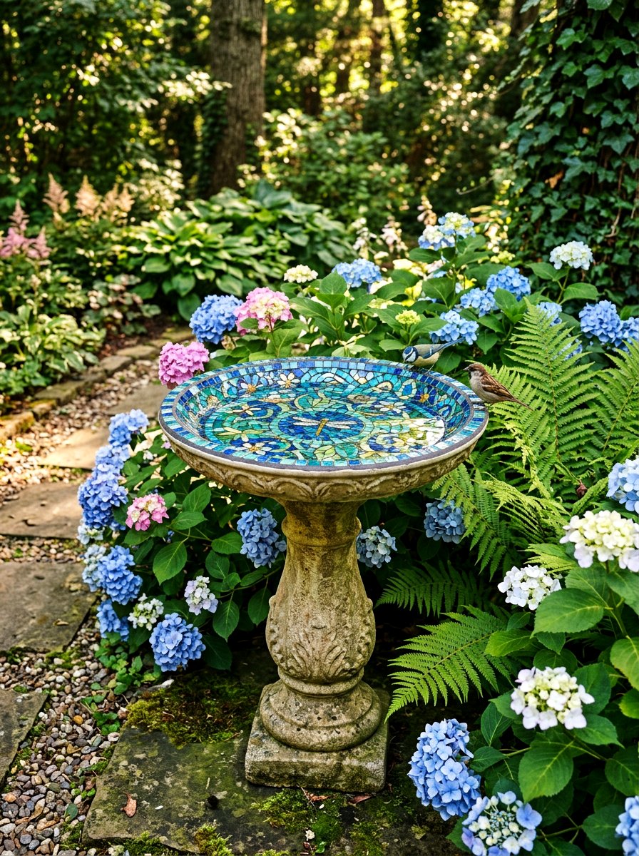Mosaic Bird Bath - 25 Spring Mosaic Garden Decor Ideas