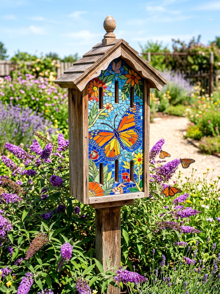 Mosaic Butterfly House - 25 Spring Mosaic Garden Decor Ideas