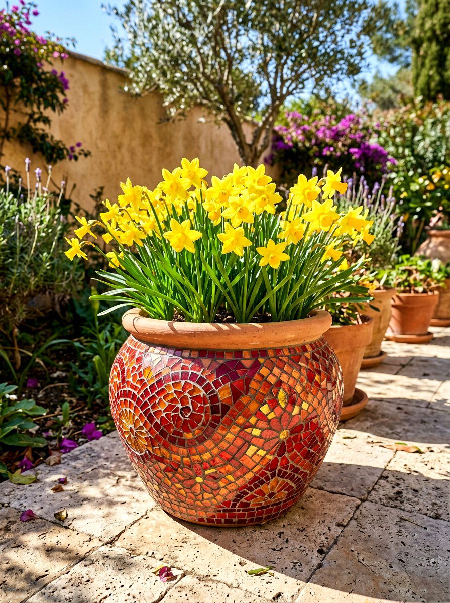 Mosaic Flower Pot - 25 Spring Mosaic Garden Decor Ideas