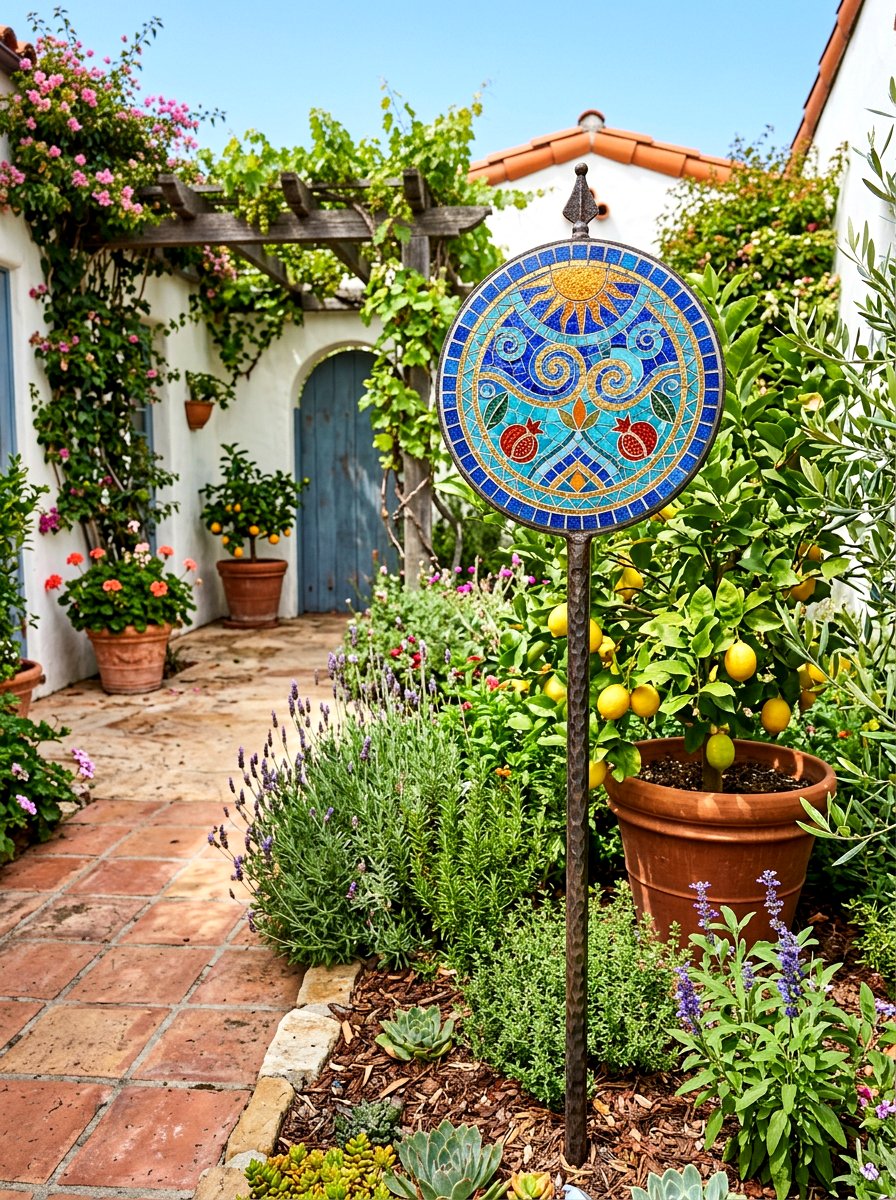 Mosaic Garden Stake - 25 Spring Garden Stake Ideas