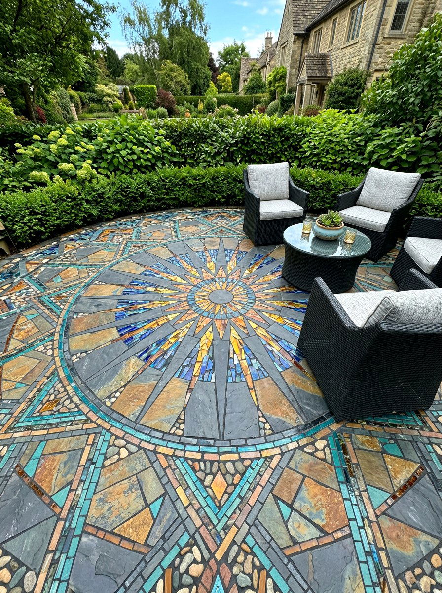 Mosaic Patio Floor - 25 Spring Mosaic Garden Decor Ideas