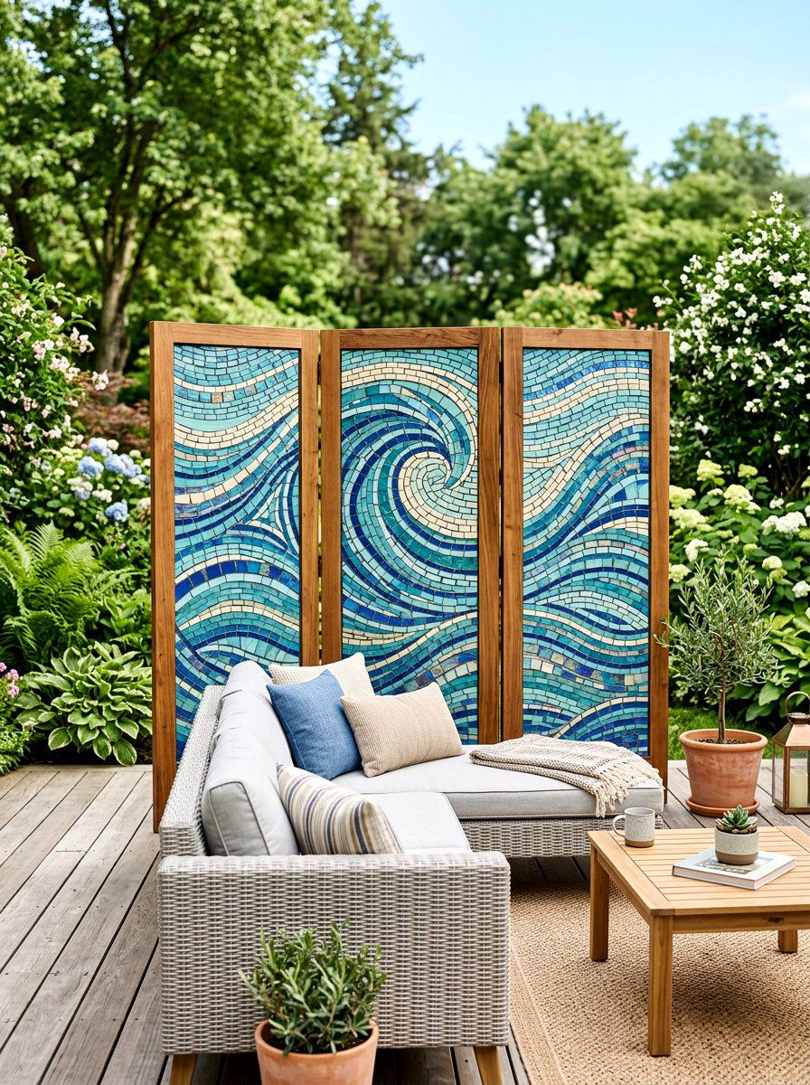 Mosaic Privacy Screen - 25 Spring Mosaic Garden Decor Ideas