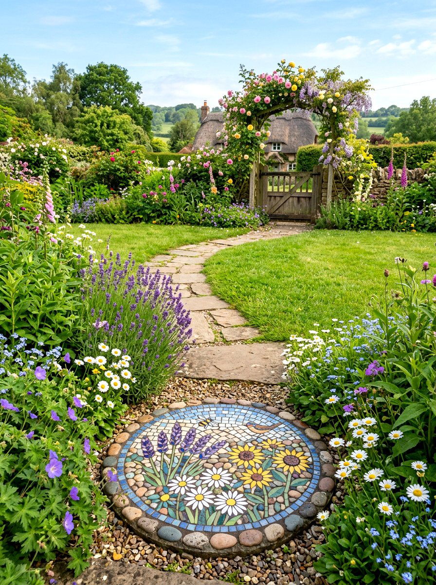 Mosaic Stepping Stone - 25 Spring Mosaic Garden Decor Ideas