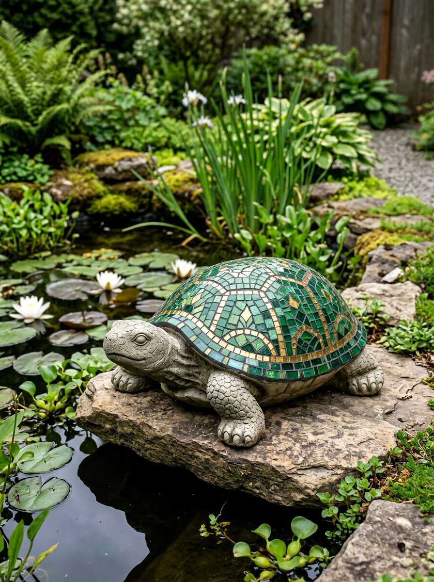 Mosaic Turtle Statue - 25 Spring Mosaic Garden Decor Ideas
