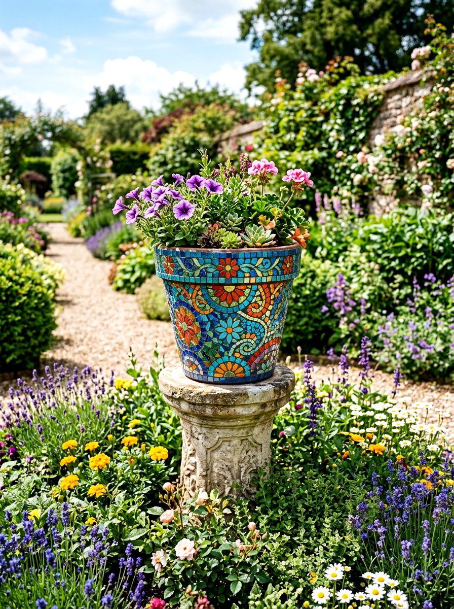 Mosaic clay pot - 25 Spring Terracotta Pot Ideas