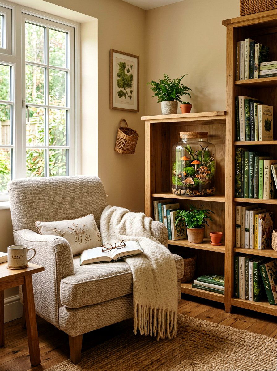 Moss And Mushroom Jar - 25 Spring Glass Jar Decor Ideas