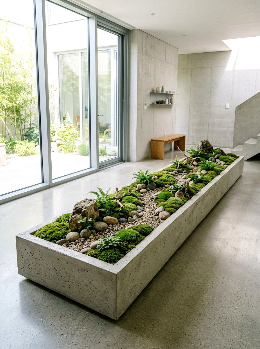 Moss And Stone Indoor Garden - 25 Spring Sofa Table Decor Ideas