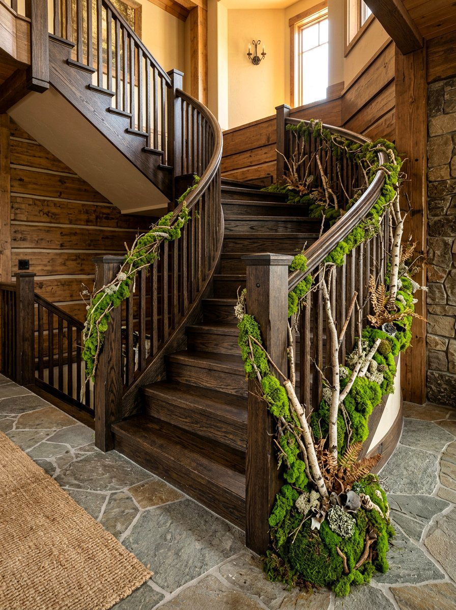 Moss And Twig - 25 Spring Stair Railing Decor Ideas