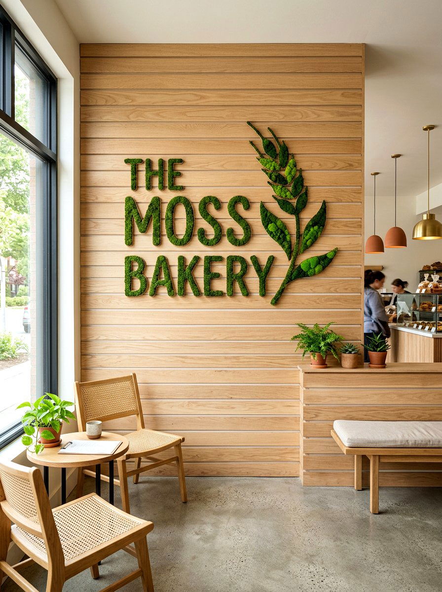 Moss Bakery Signage Wall - 25 Spring Bakery Decor Ideas