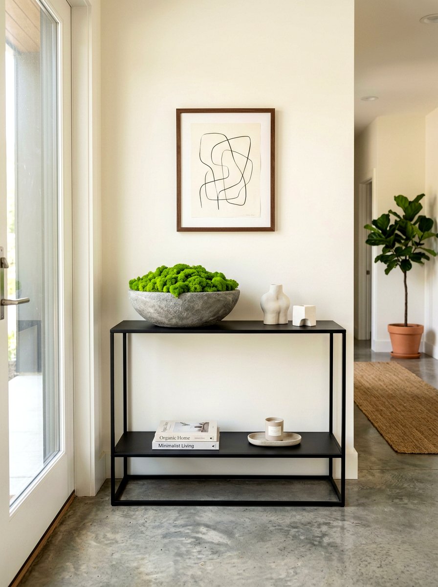 Moss Bowl Console Decor - 25 Spring Entry Table Arrangement Ideas