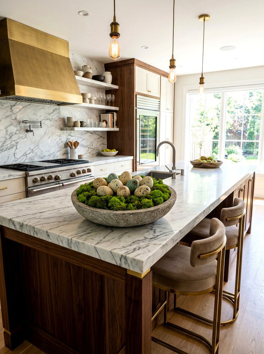 Moss Bowl With Speckled Eggs - 25 Spring Kitchen Centerpiece Ideas