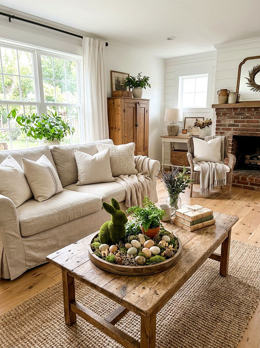 Moss Bunny Tray - 25 Spring Round Tray Decor Ideas