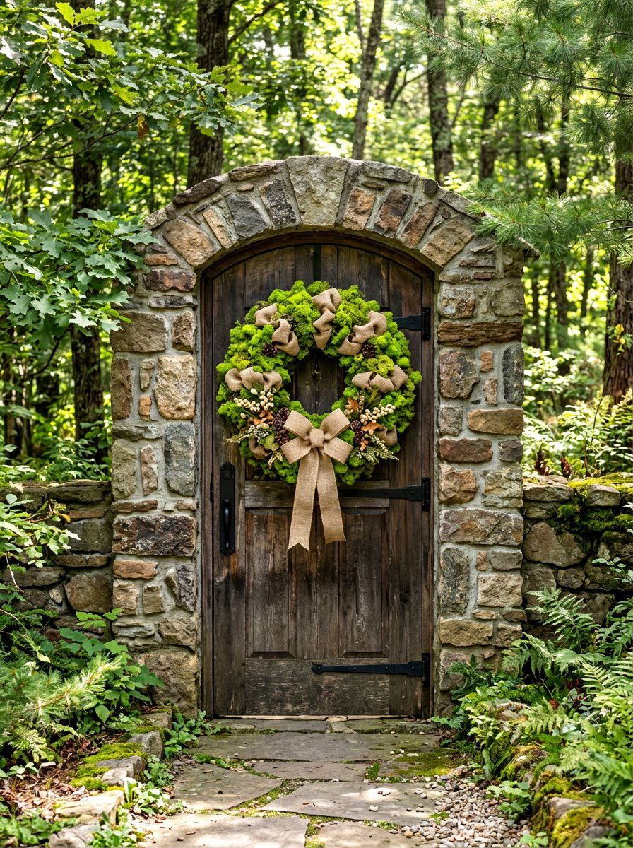 Moss Burlap Wreath - 25 Spring Burlap Wreath Ideas