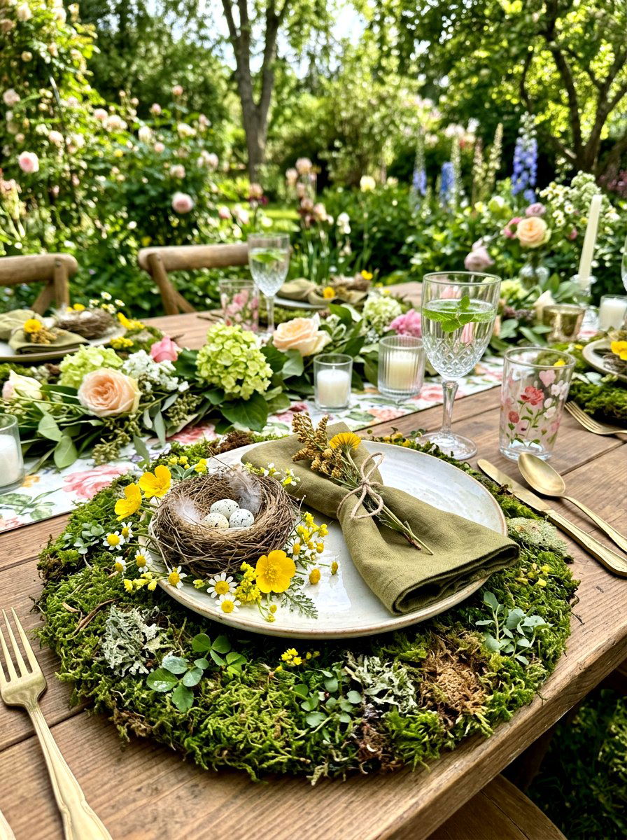 Moss Covered Charger - 25 Spring Charger Plate Ideas