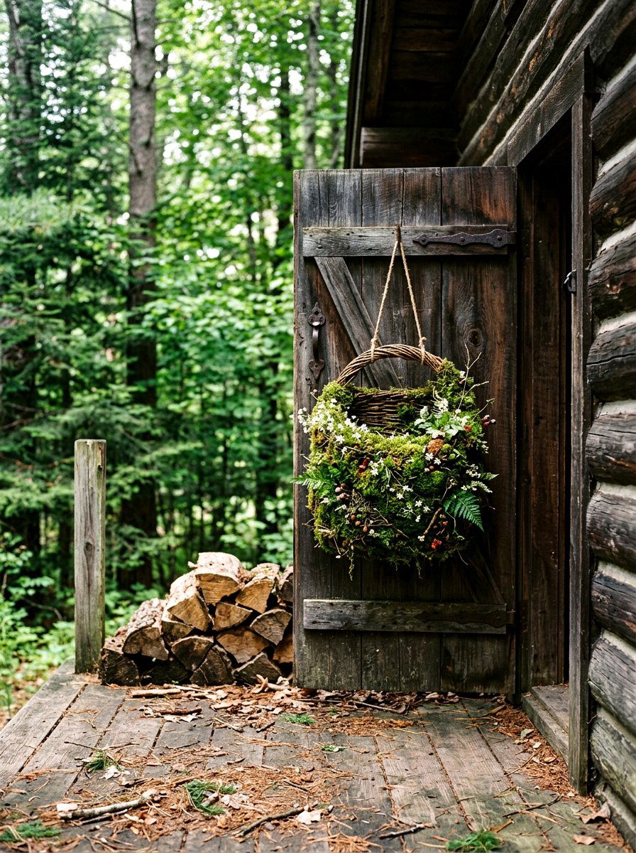 Moss Covered Door Basket - 25 Spring Door Basket Ideas