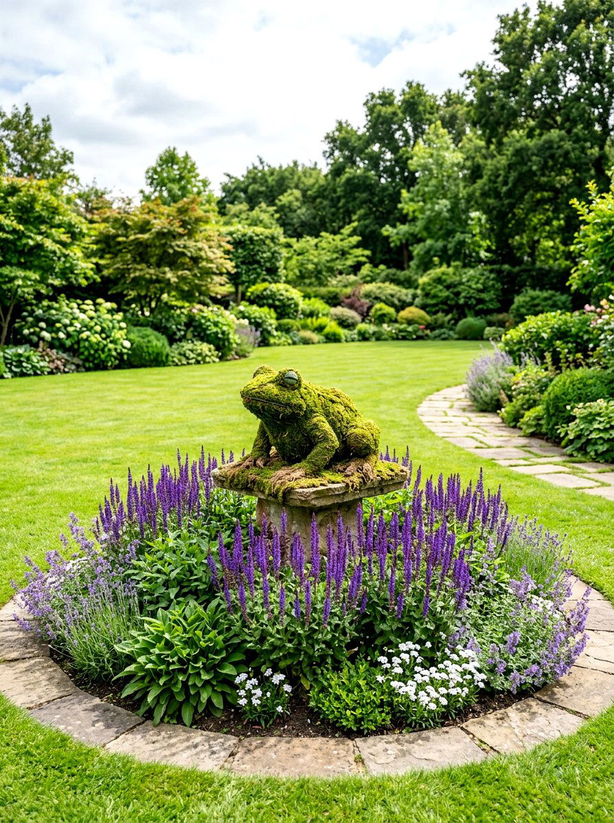 Moss Covered Frog Topiary - 25 Spring Frog Garden Decor Ideas