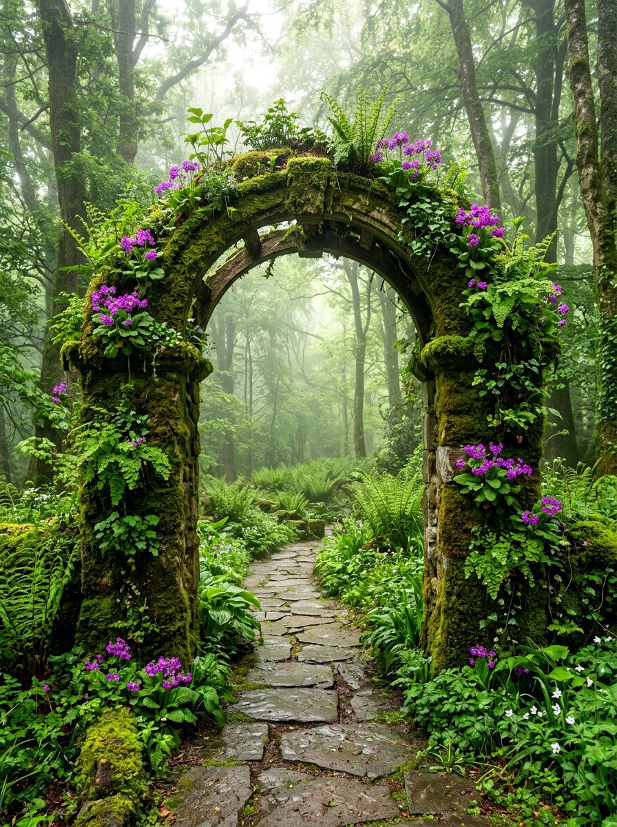 Moss Covered Garden Archway - 25 Spring Arch Decor Ideas