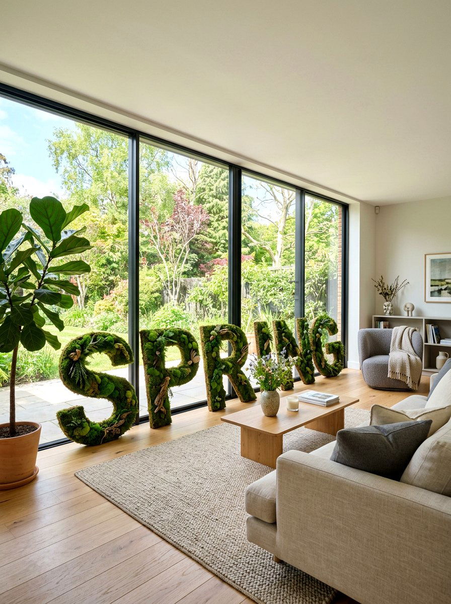 Moss Covered Letter - 25 Spring Window Display Ideas