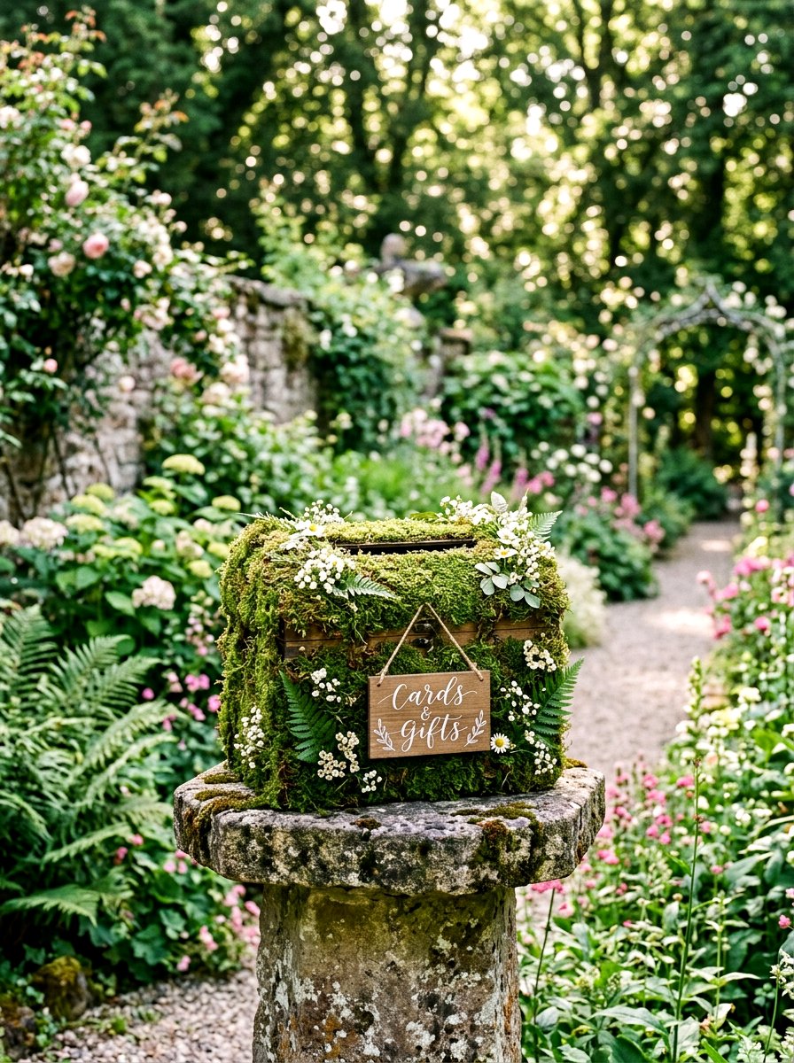 Moss Covered Wedding Card Box - 25 Spring Wedding Card Box Ideas