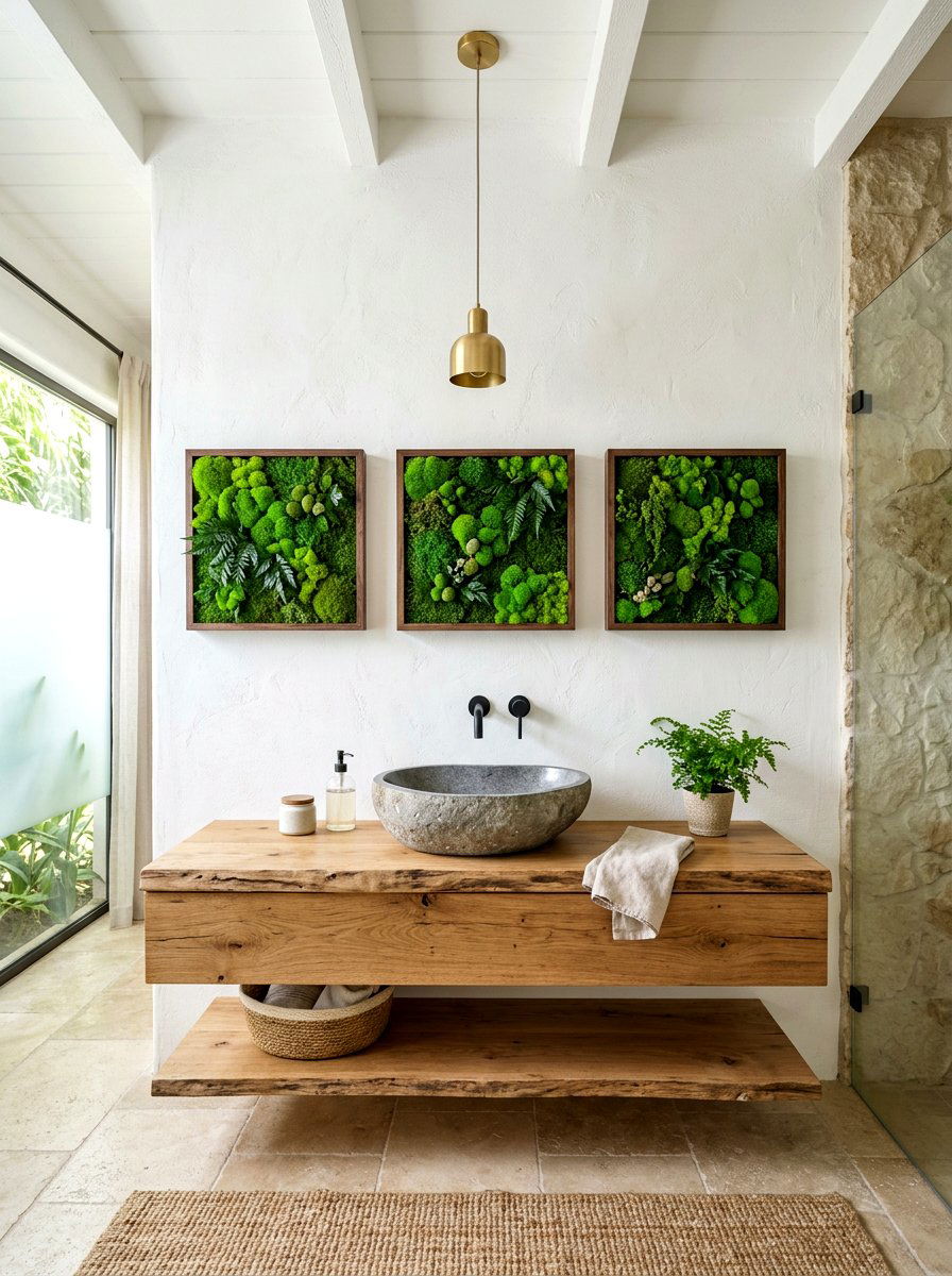 Moss Frame - 25 Spring Bathroom Plant Ideas