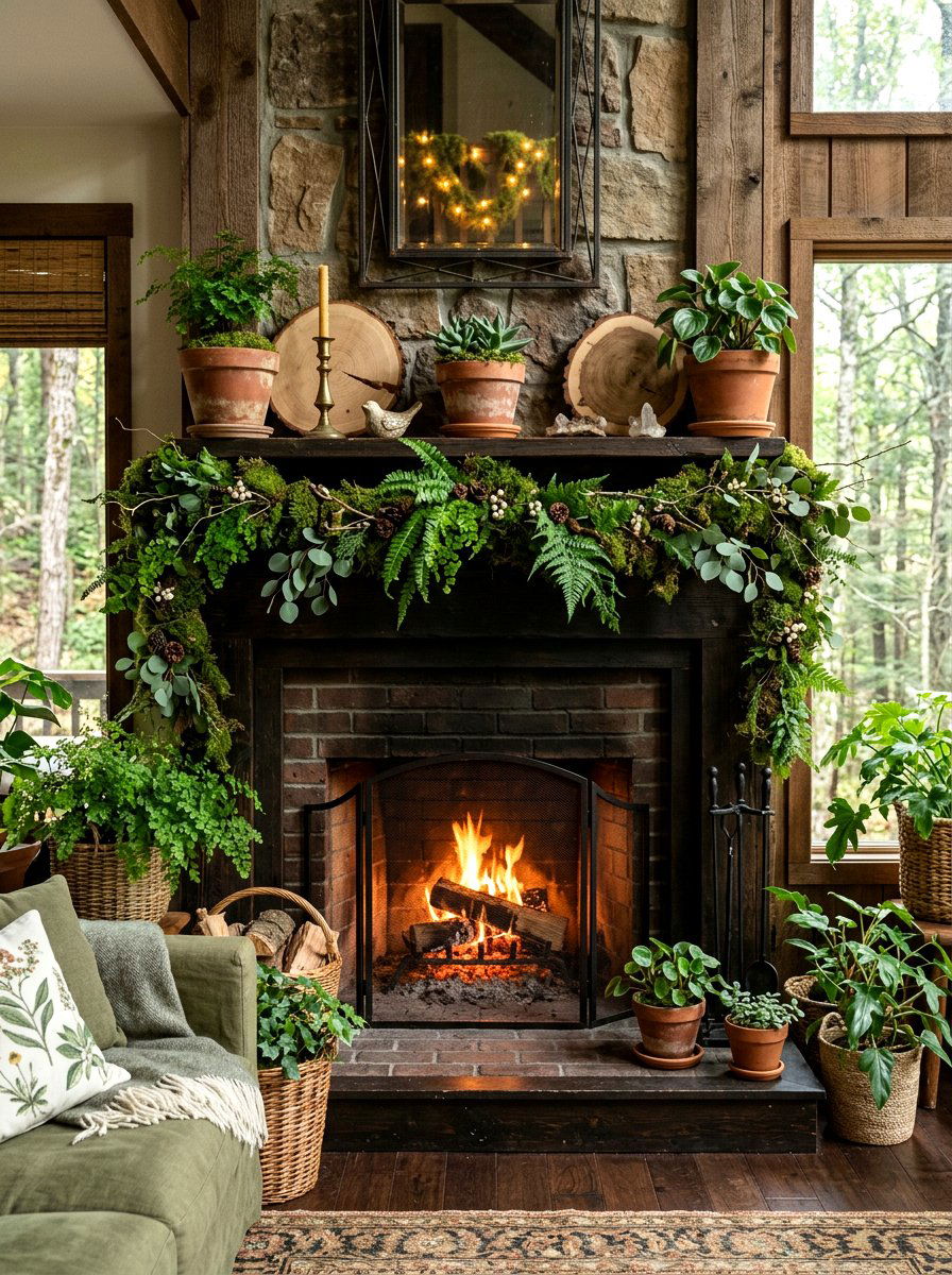 Moss Garland Mantel - 25 Spring Garland Ideas for Mantel
