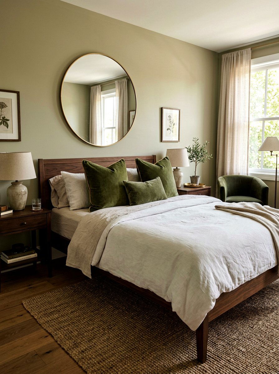 Moss Green Velvet Pillow - 25 Spring Bedroom Pillow Ideas