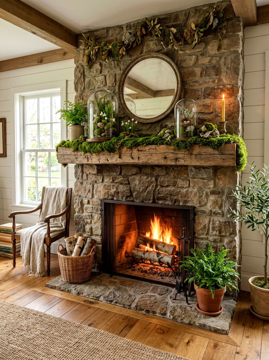 25 Rustic Spring Farmhouse Fireplace Ideas for Your Mantle