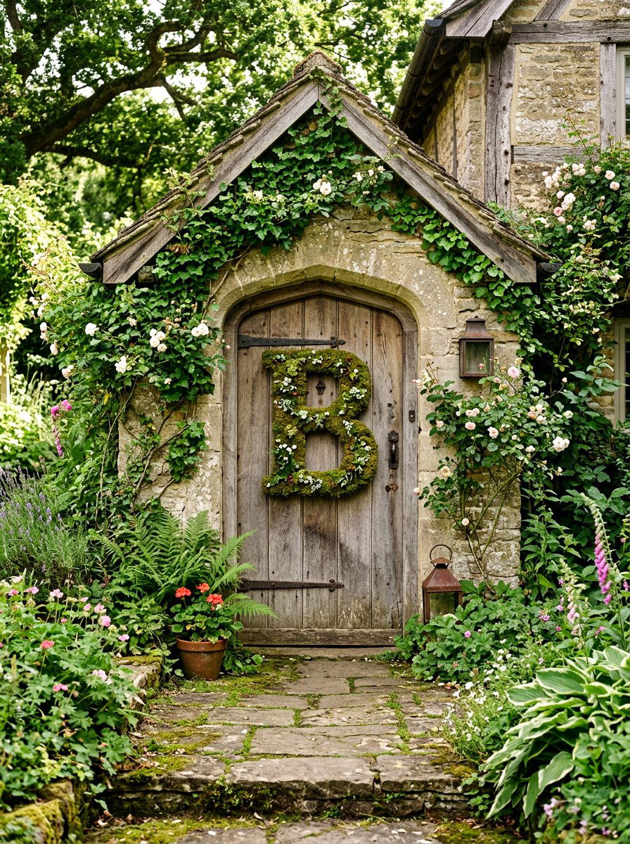 Moss Letter Front Door Decor - 25 Spring Initial Wreath Ideas