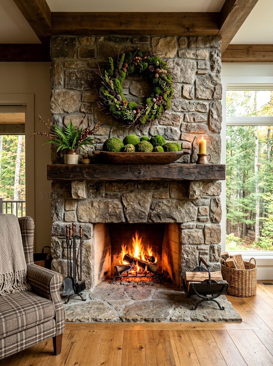 Moss Mantel Decor - 25 Spring Stone Fireplace Decor Ideas