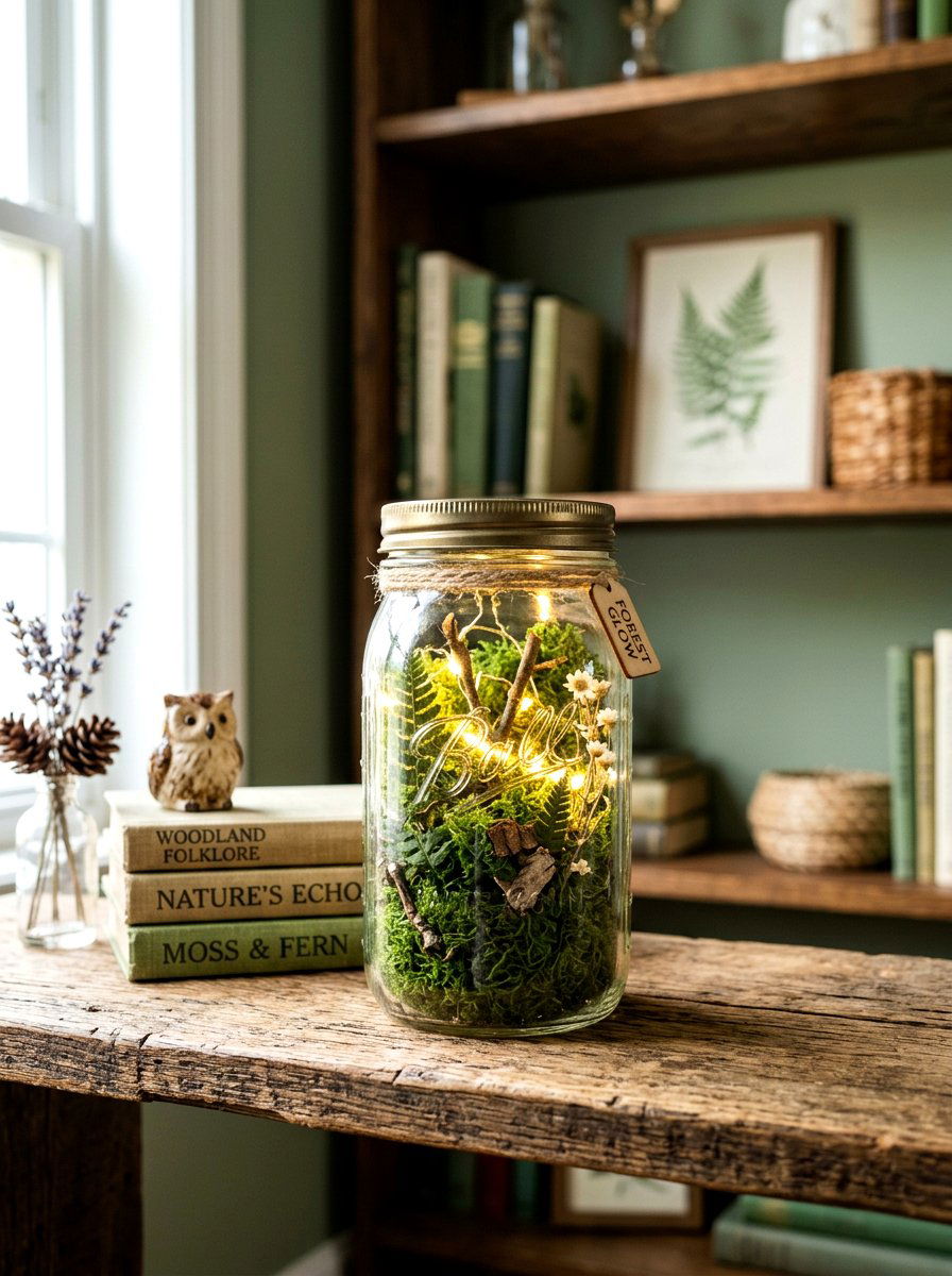 Moss Mason Jar Fairy Light - 25 Spring Mason Jar Lantern Ideas