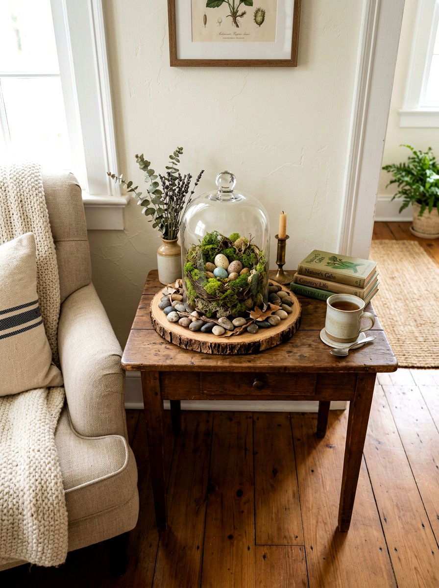 Moss Nest Cloche - 25 Spring Cloche Decor Ideas