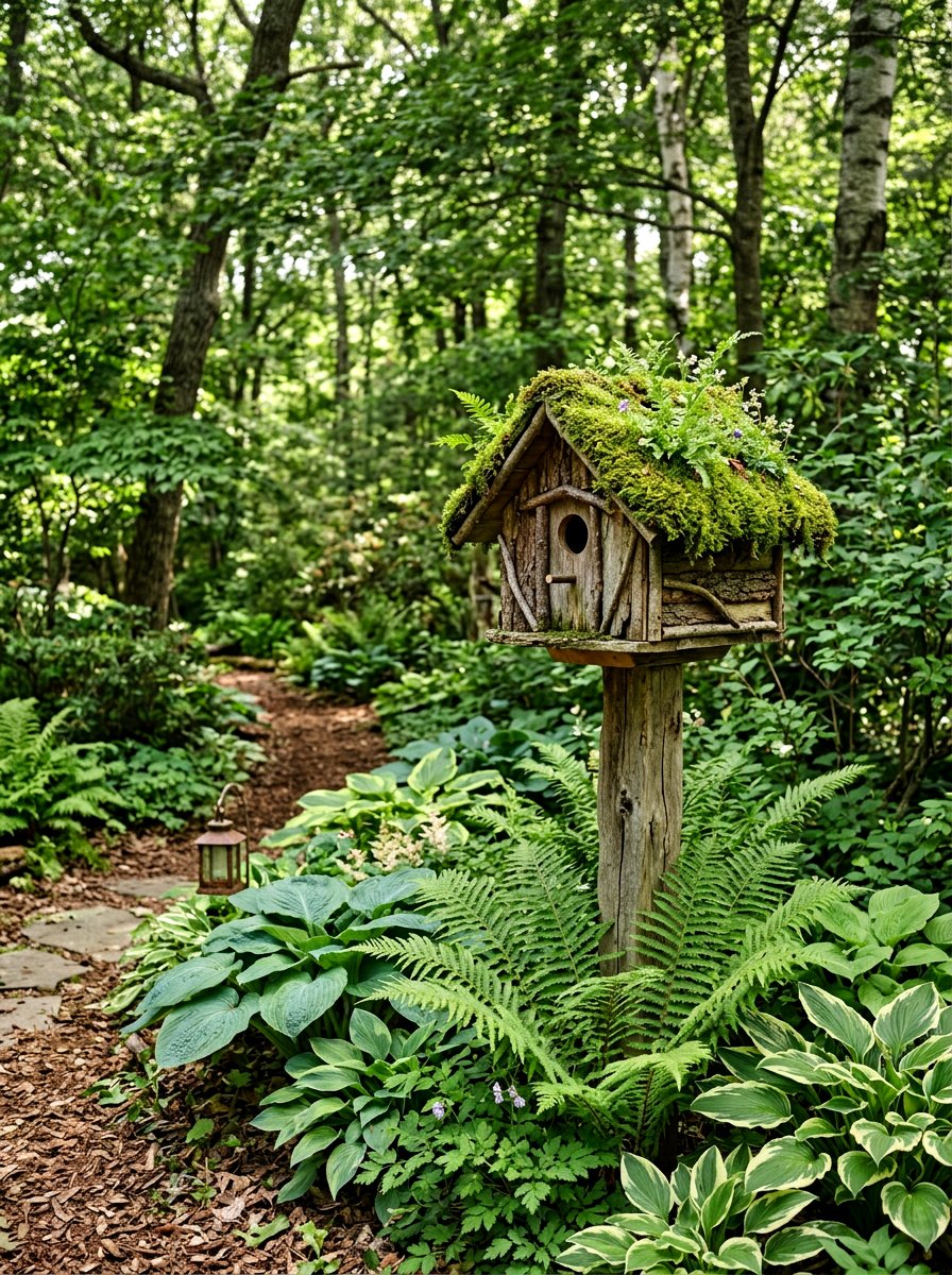 Moss Roof Birdhouse - 25 Spring Birdhouse Decor Ideas