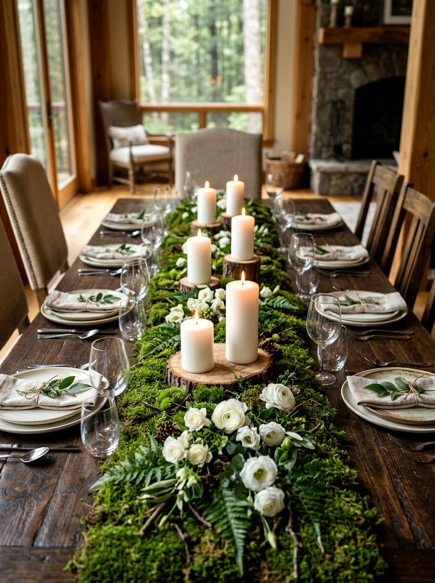 Moss Table Decor - 25 Spring Wedding Reception Decor Ideas
