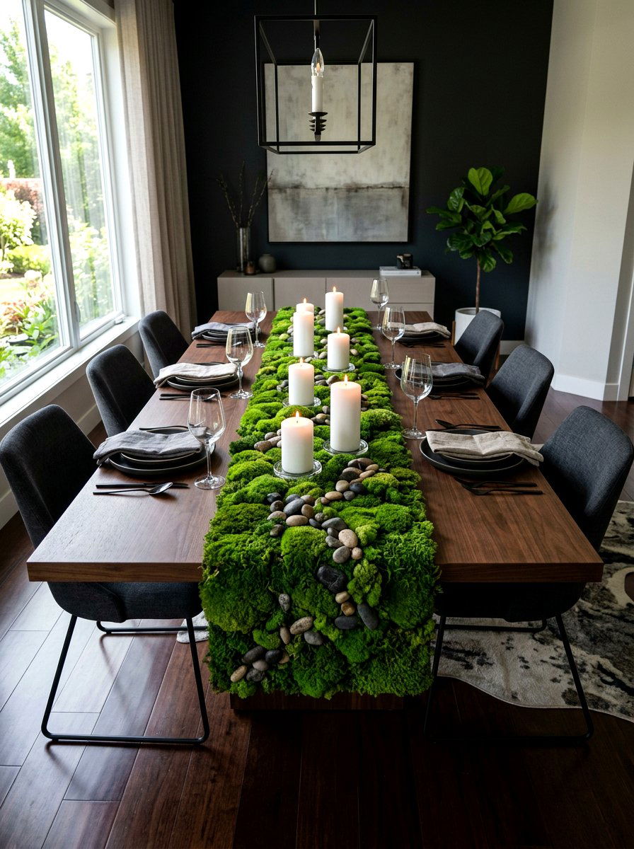 Moss Table Decor - 25 Spring Dining Room Decor Ideas
