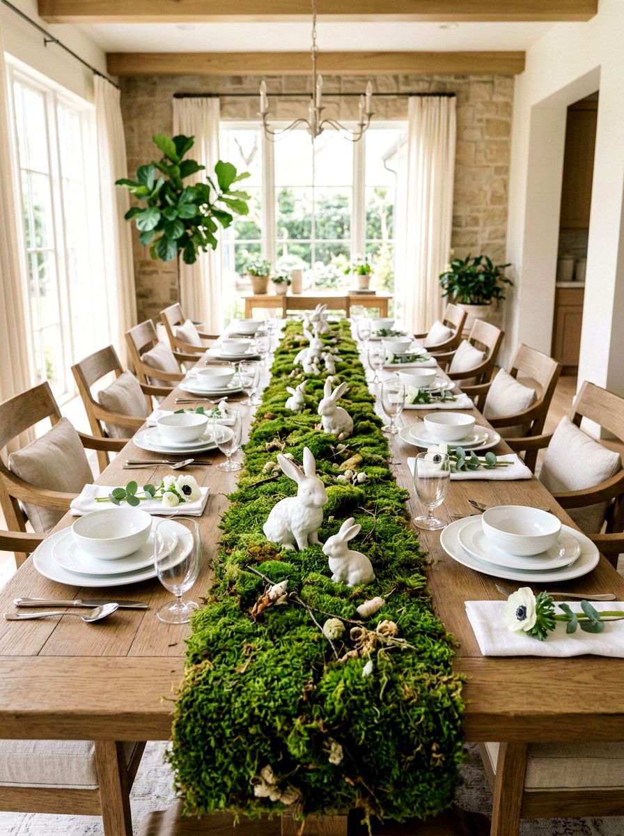 Moss Table Runner - 25 Spring Tea Party Decor Ideas
