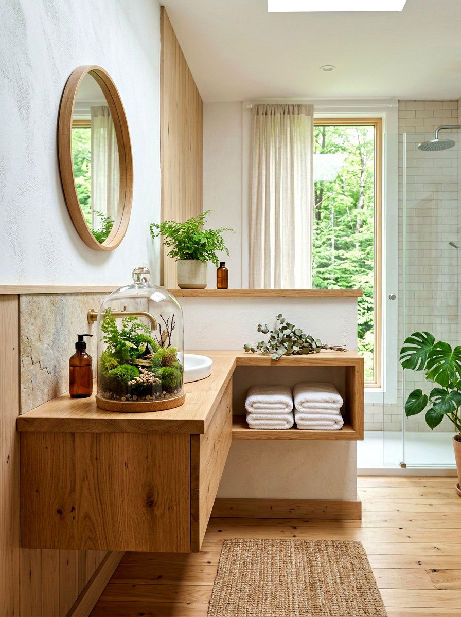 Moss Terrarium Vanity Display - 25 Spring Bathroom Vanity Decor Ideas