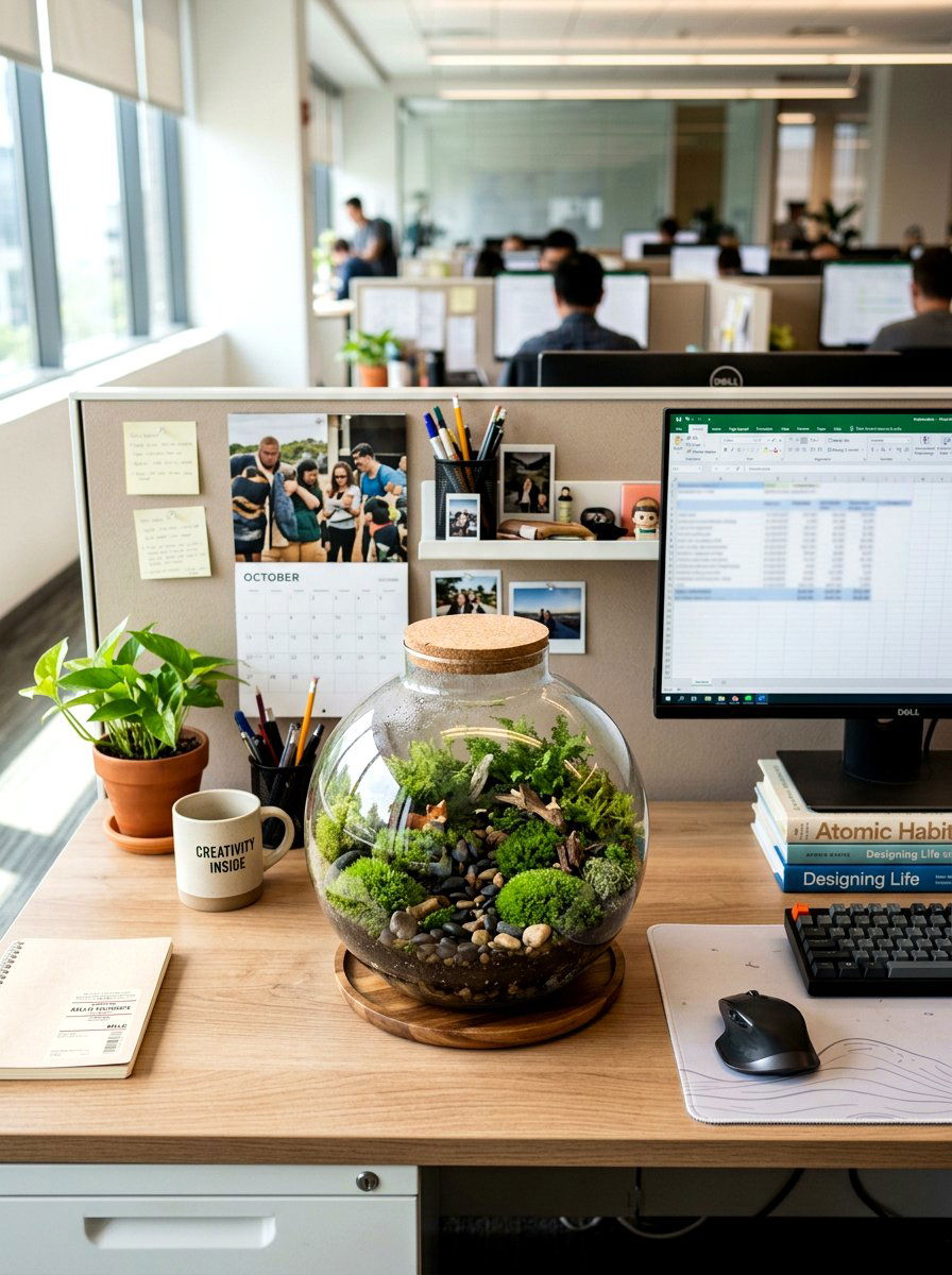 Moss Terrarium - 25 Spring Cubicle Decor Ideas
