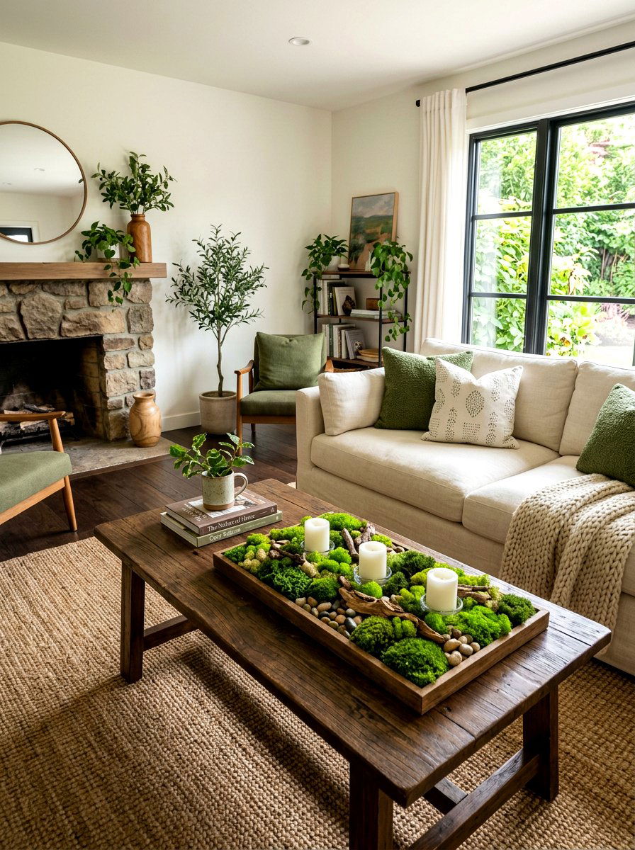 Moss Tray Centerpiece - 25 Spring Candle Arrangement Ideas