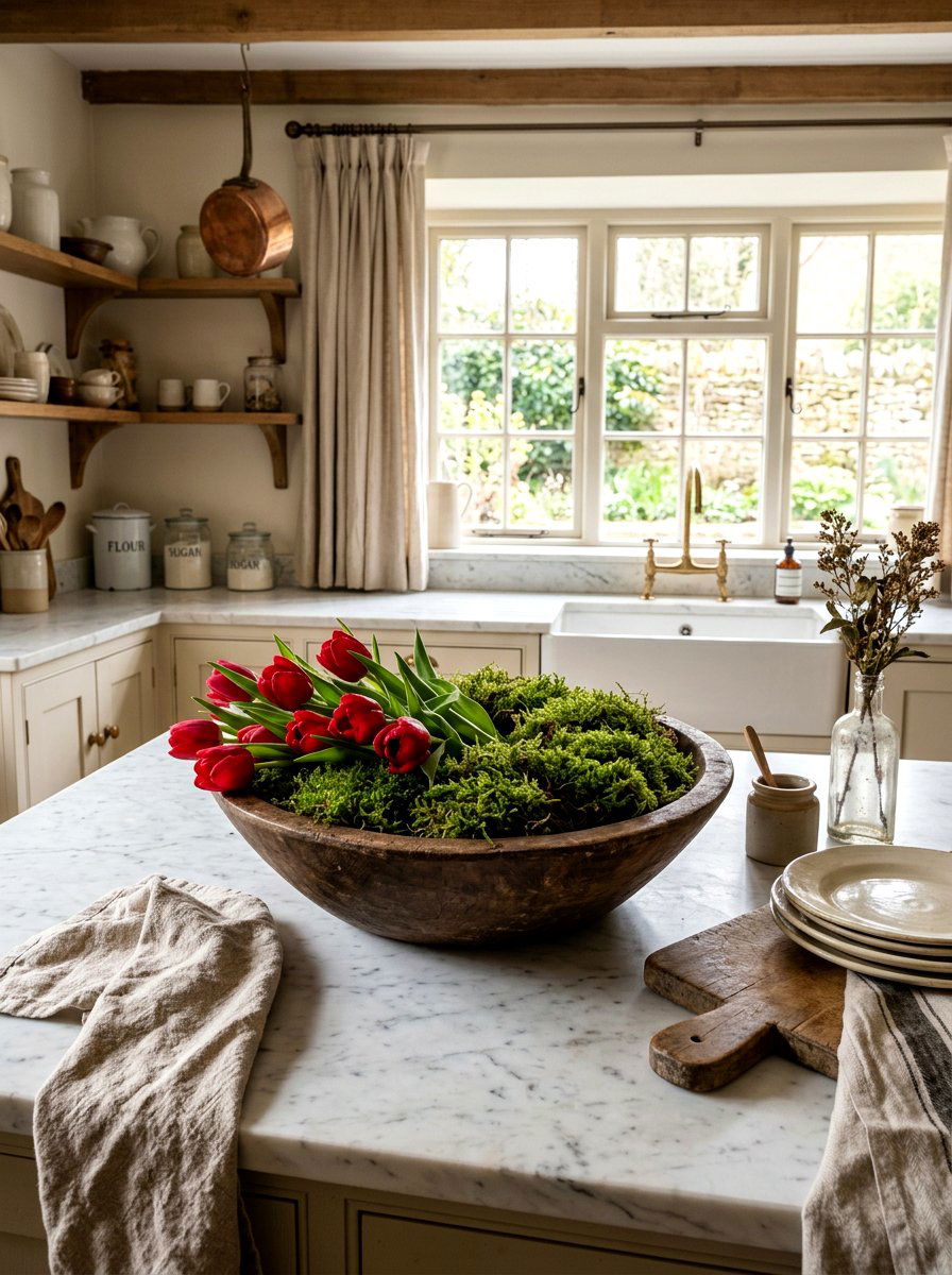 Moss Tulip Bowl - 25 Spring Flower Bowl Ideas