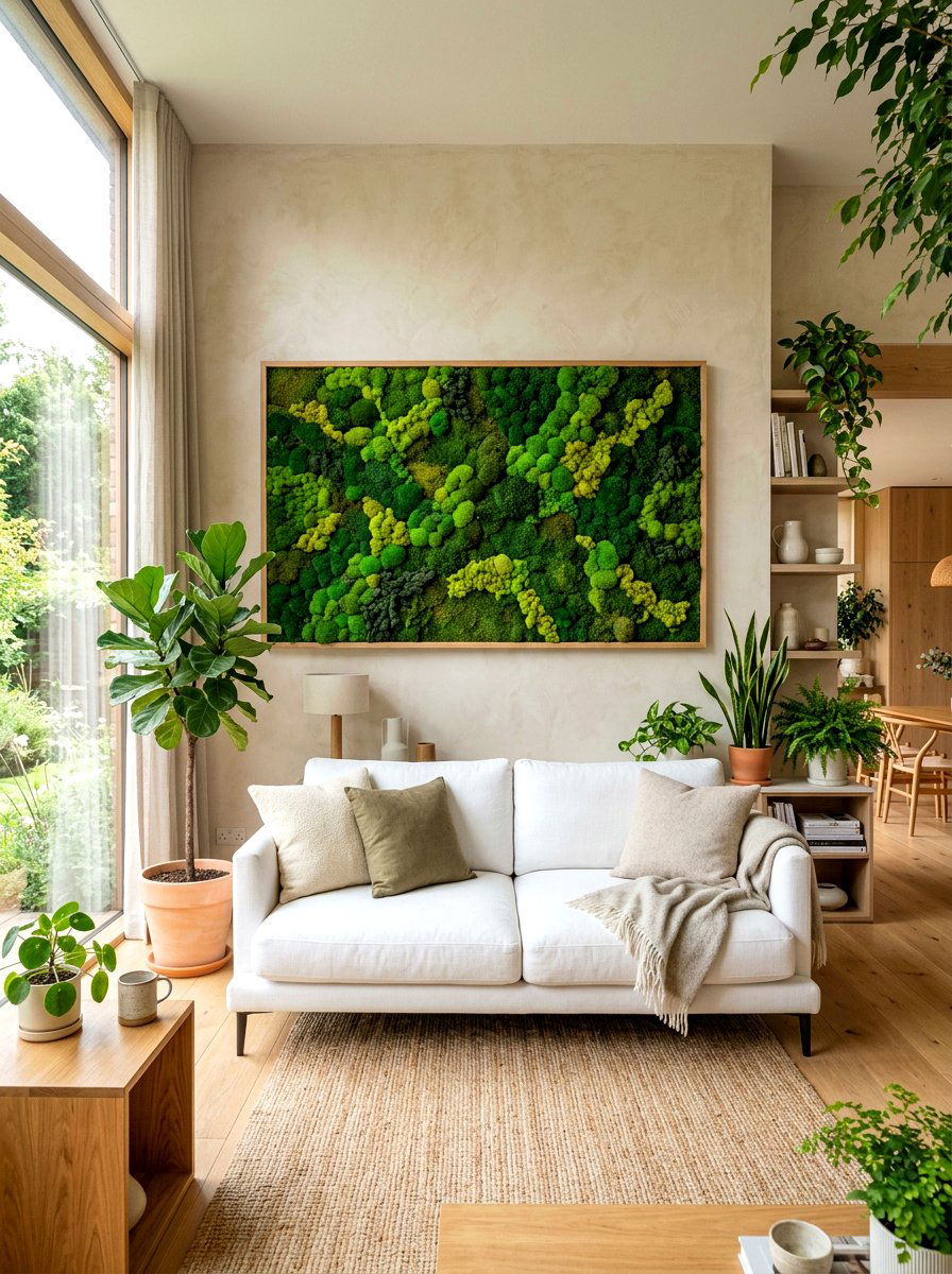 Moss Wall Art - 25 Spring Living Room Wall Decor Ideas
