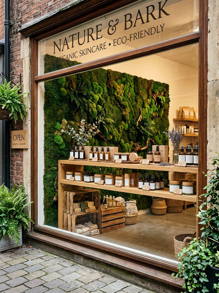 Moss Wall Backdrop - 25 Spring Shop Window Ideas