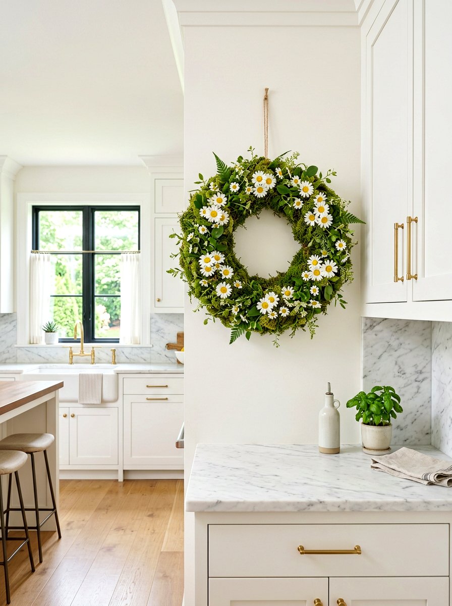 Moss Wreath With Daisy - 25 Spring Moss Wreath Ideas