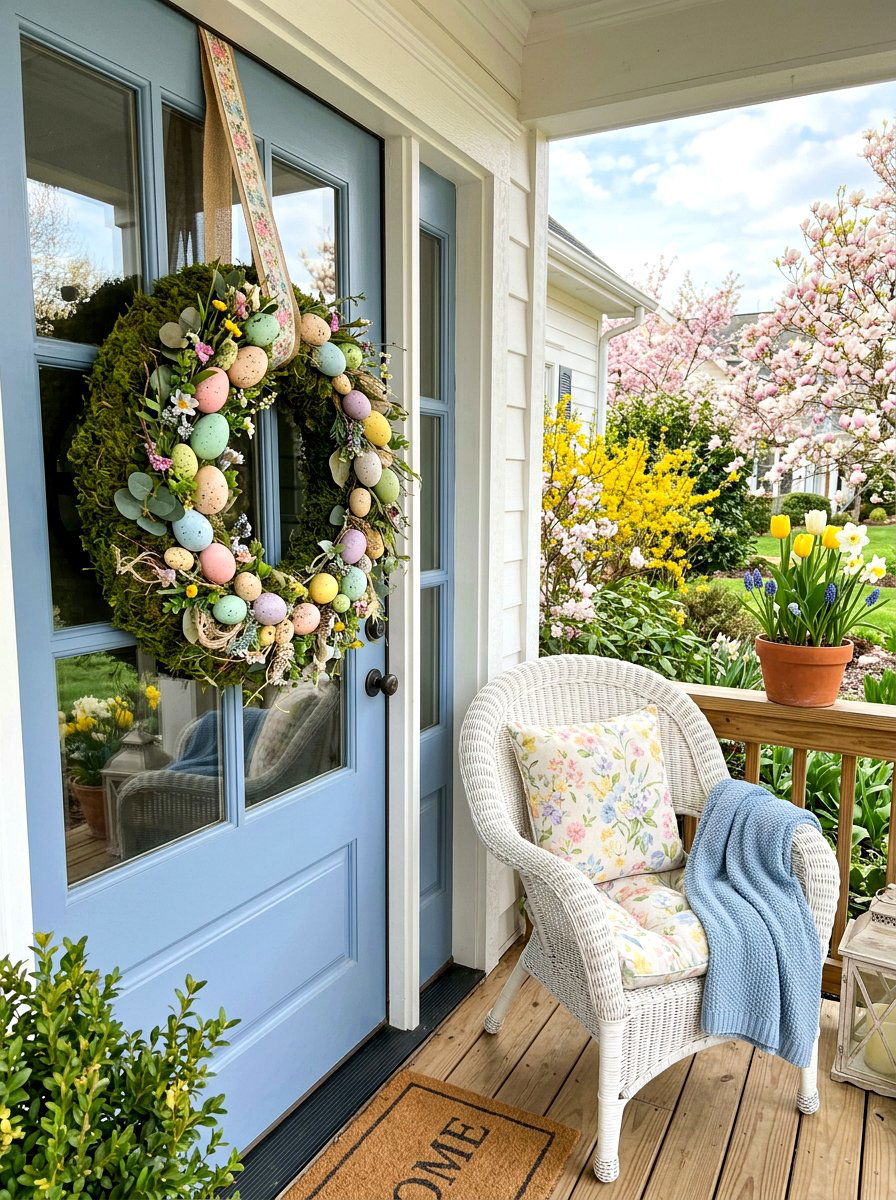 Moss Wreath With Easter Eggs - 25 Spring Moss Wreath Ideas