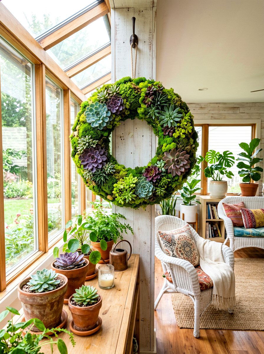 Moss Wreath With Succulents - 25 Spring Moss Wreath Ideas