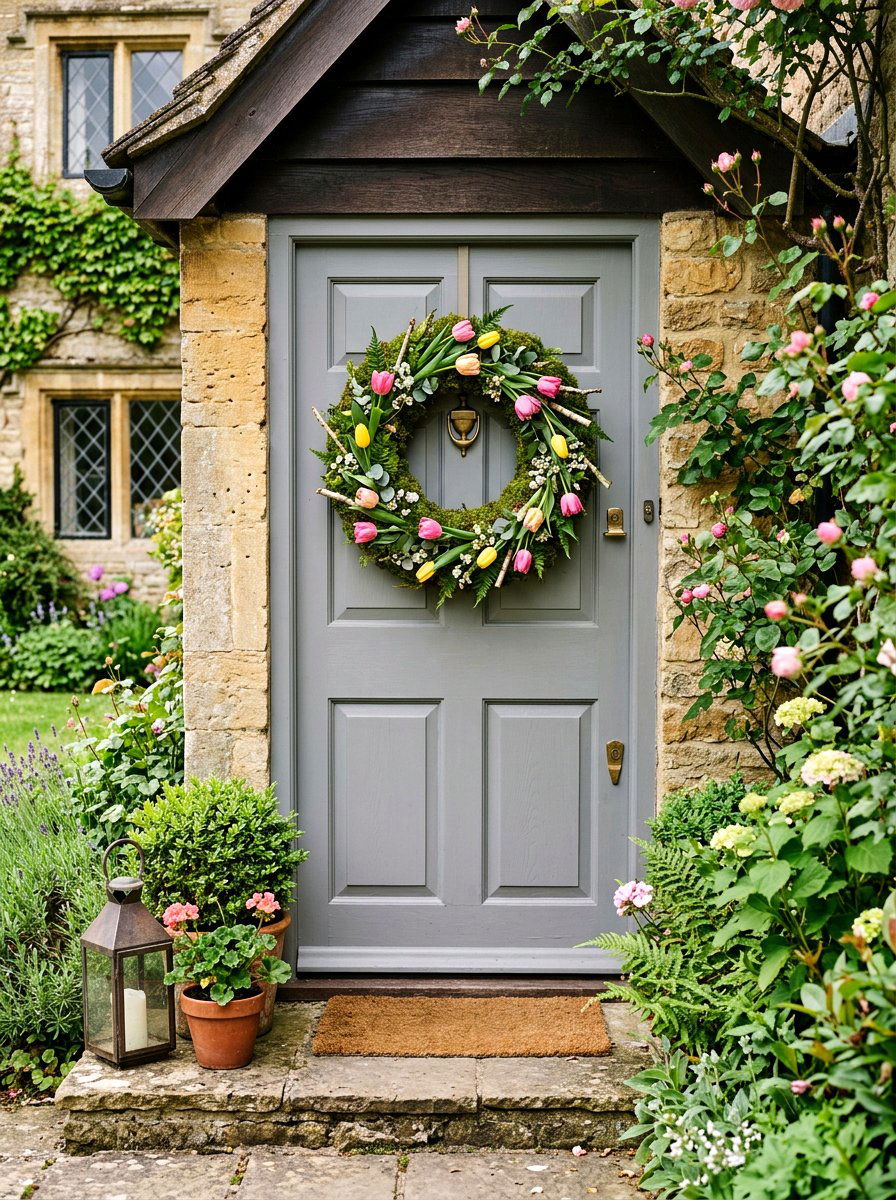 Moss Wreath With Tulips - 25 Spring Moss Wreath Ideas