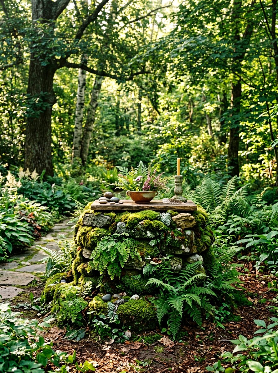 Moss and Fern Altar Base - 25 Spring Altar Flower Ideas