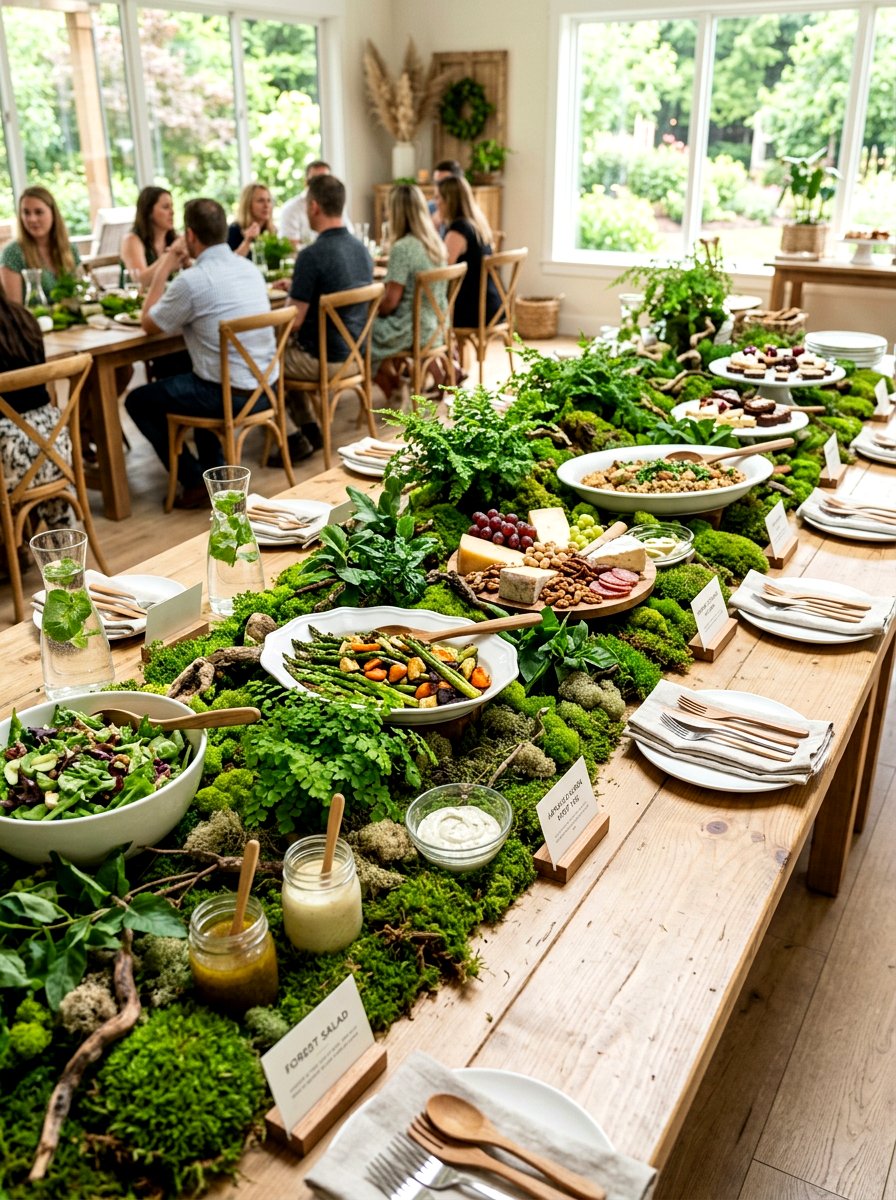 Moss and greenery - 25 Spring Buffet Table Decor Ideas