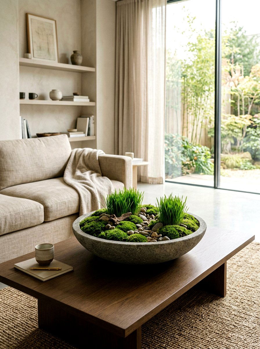 Moss and wheatgrass landscape - 25 Spring Wheatgrass Centerpiece Ideas